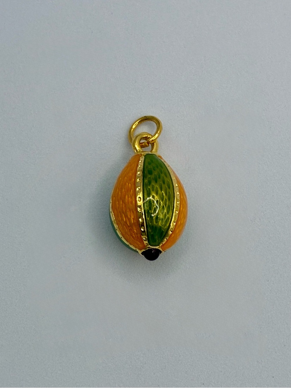 Joan Rivers Orange & Green Enamel Fabergé Egg Style Pendant Charm